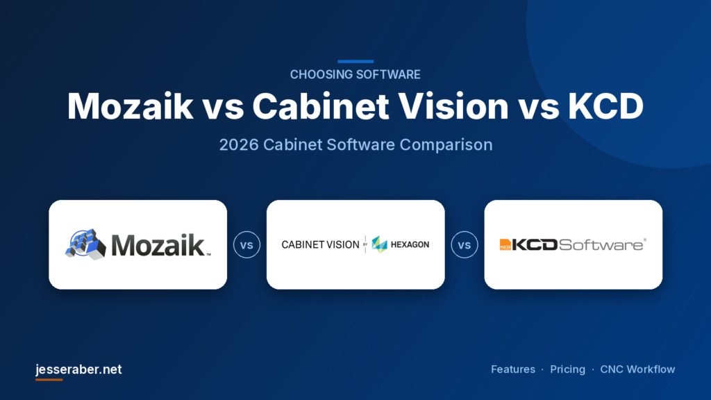 Mozaik vs Cabinet Vision vs KCD - 2026 cabinet software comparison